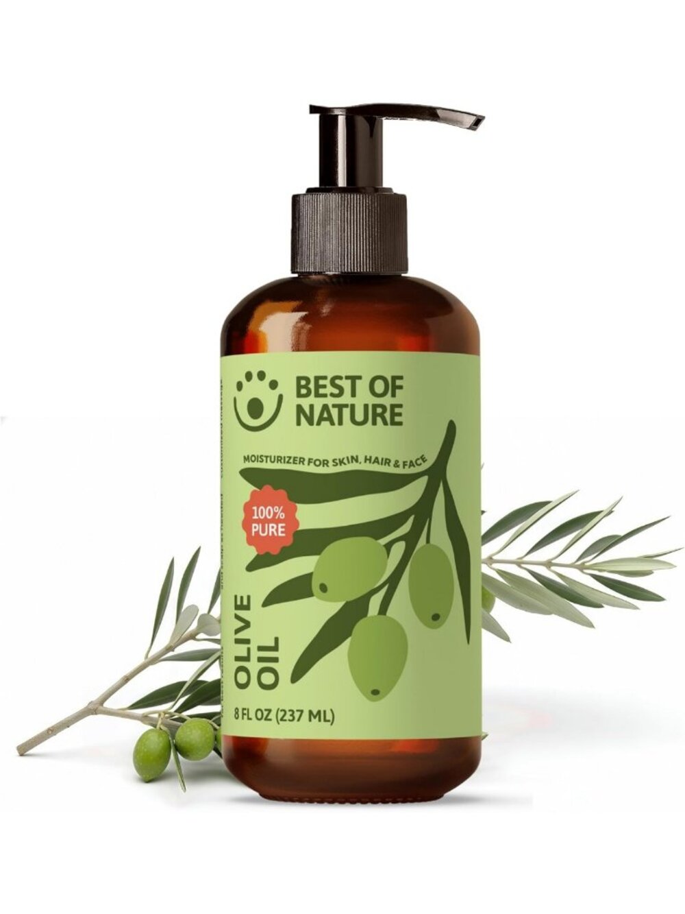 100% Pure Cold Pressed Olive Massage & Body Oil - Natural Unscented Moisturizer